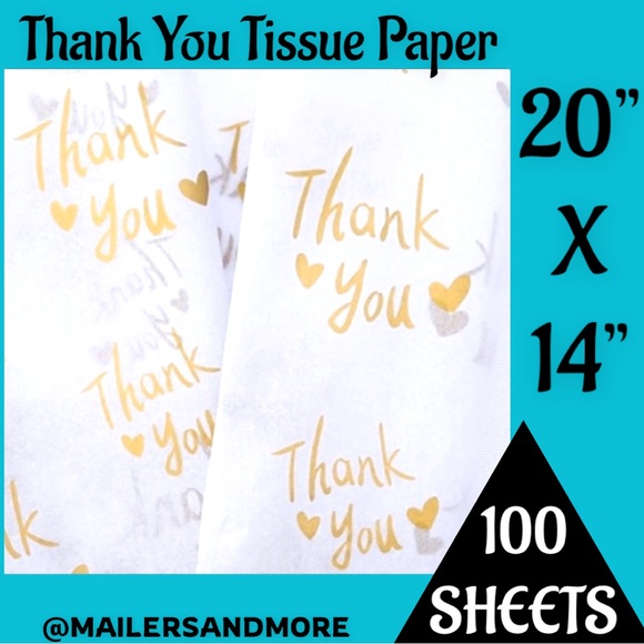 100 Thank You Tissue Paper Sheets, 13X19” PRICE IS FIRM - Picture 2 of 6